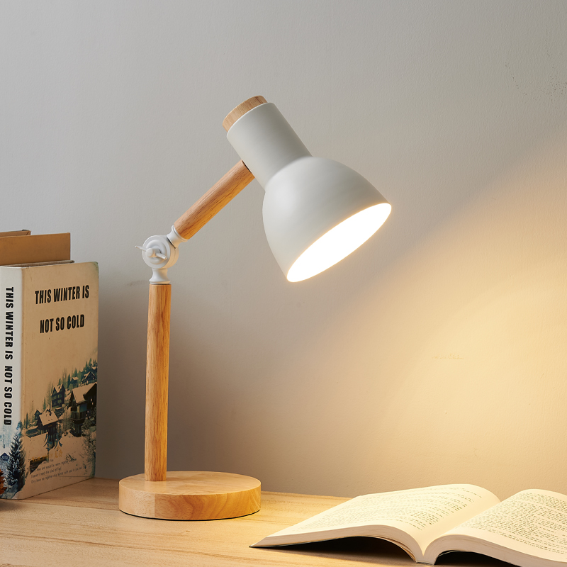 Simple Wooden Art Table Lamp LED Eye Protection Reading Light Adjustable Bedside Desk Lamp For Bedr 3