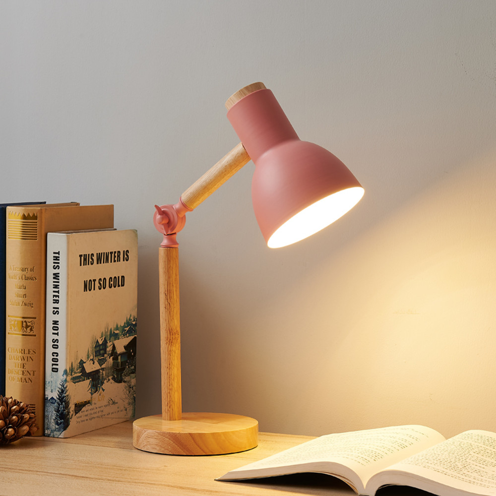 Simple Wooden Art Table Lamp LED Eye Protection Reading Light Adjustable Bedside Desk Lamp For Bedr 7