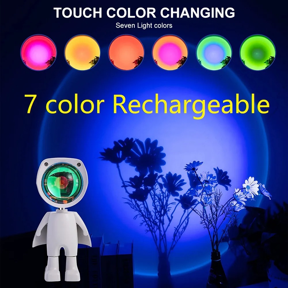 Robot Lamp Rainbow Projection Sun Light Infinite Dimming Table Night Light For Bedroom 6