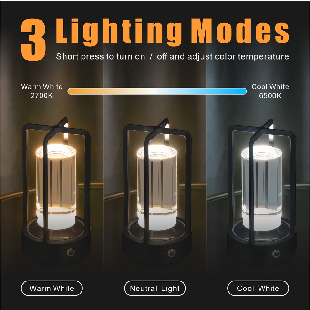 Creative Cordless LED Table Lamp, Portable Desk and Bedside Light, for Outdoor Camping, Restaurant Atmosphere