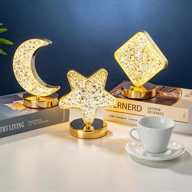 3D Moon Lamp USB Bedside Table Light Crystal Touch Dimming Night Light For Bedroom Girls Room Aesth 0