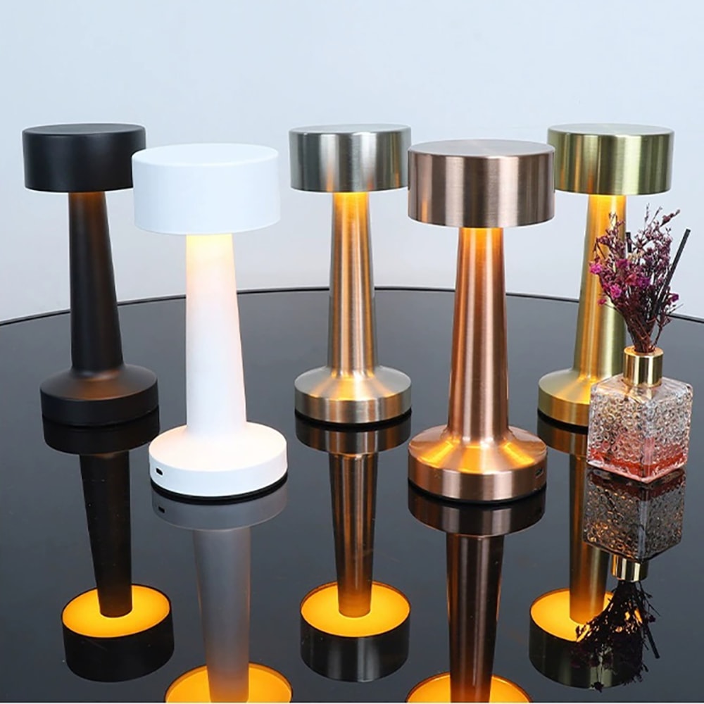 Metal Rechargeable Table Lamp Touch Point LED Mood Lighting Bedside Night Light Desktop And Restaur 0