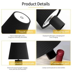 rgb wireless bottle light, rechargeable led table lamp, touch control for outdoor, restaurant, and party decor