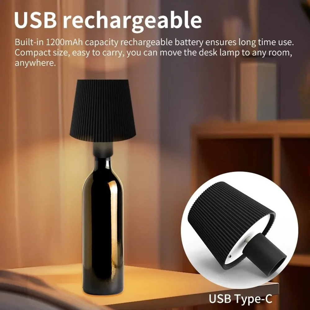RGB Wireless Bottle Light Rechargeable LED Table Lamp Touch Control For Outdoor Restaurant And Part 5