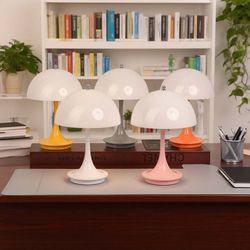 modern mushroom table lamp, rechargeable, portable night light with 3 color dimming, abs led decoration