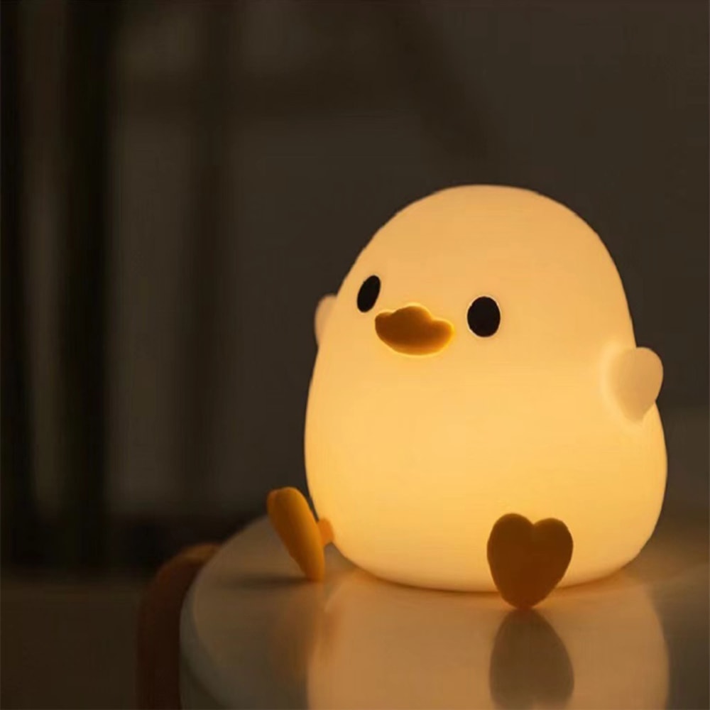 Cute Duck Lamp, Rechargeable Dimmable Nightlight, Silicone LED Bedside Lamp for Nursery