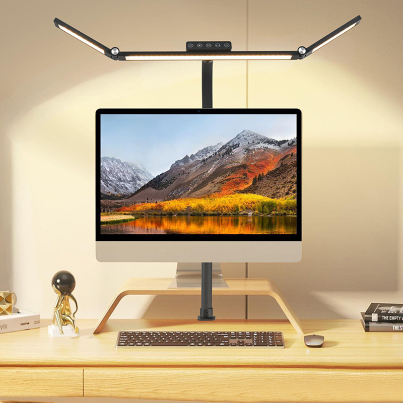Ultra Bright LED Desk Lamp, with Clamp Mount, 3 Adjustable Heads, Automatic Dimming, Perfect Office Computer Desk Light