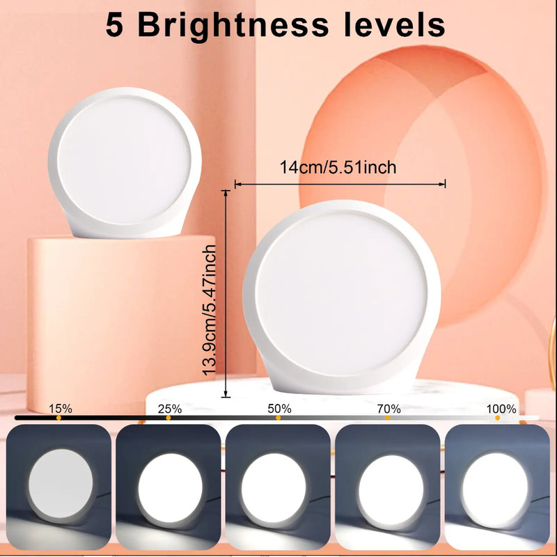 Portable Daylight Lamp, Lux Lamp with 6 Timer Settings, Adjustable Brightness, and Memory Function