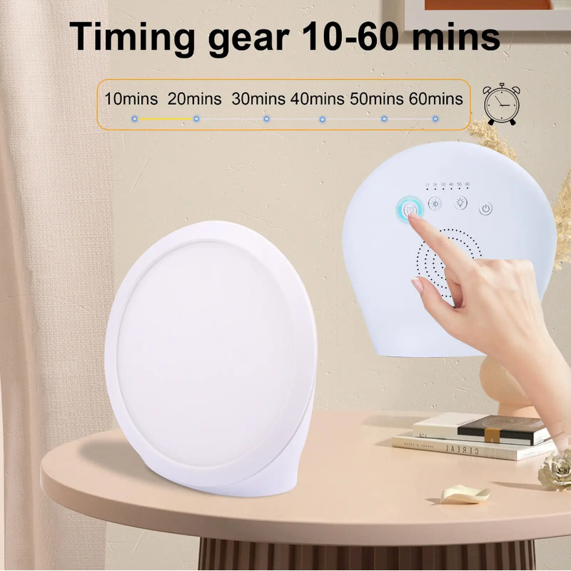 Portable Daylight Lamp, Lux Lamp with 6 Timer Settings, Adjustable Brightness, and Memory Function