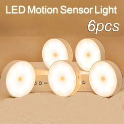 usb rechargeable night light, motion sensor led lamp for wardrobe, kitchen cabinet, staircase, wireless closet light
