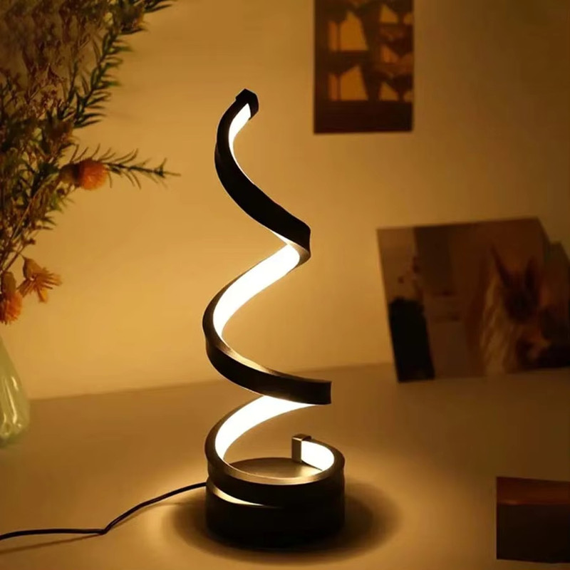 Creative Spiral LED Desk Lamp, Dimmable Reading Light with 3 Colors, for Bedroom, Office, Living Room, and Bedside Decor