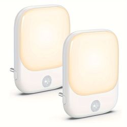 led motion sensor night light, plug in dimmable kids bedroom lamp, with auto dusk to dawn and wireless cabinet lighting