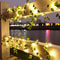 Glowing Artificial Plant Garland, Silk Fake Green Leaf Ivy Vine with LED String Lights, for Wedding and Home Bedroom