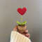 Handmade Knitted Flower Pot, Red Heart Shaped Planter, Valentine's Day Gift, Home Desktop Decor