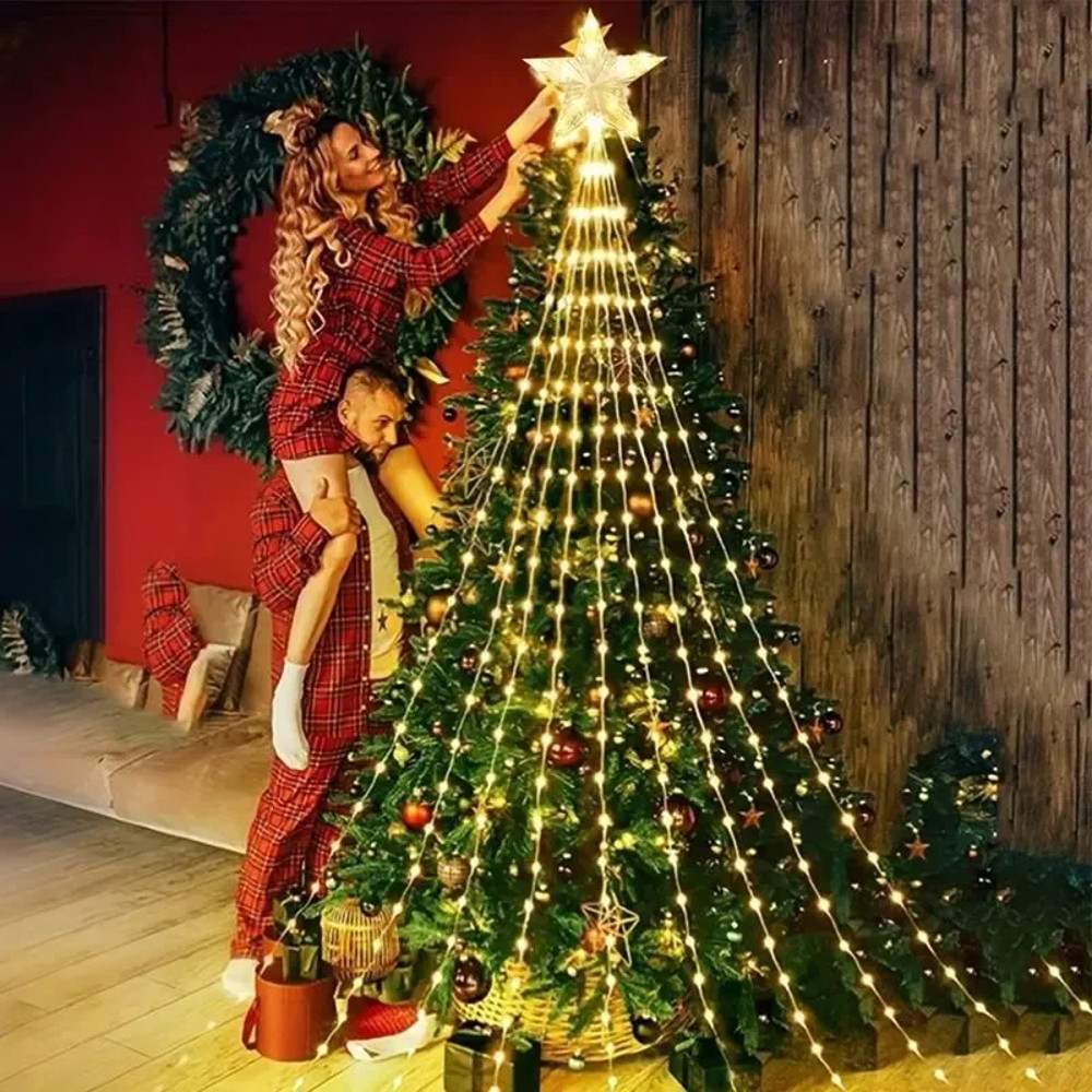 Pentagram Fairy Lamp, Waterproof Christmas Decorations, Led Waterfall Tree Light, Camping Holiday String Lights