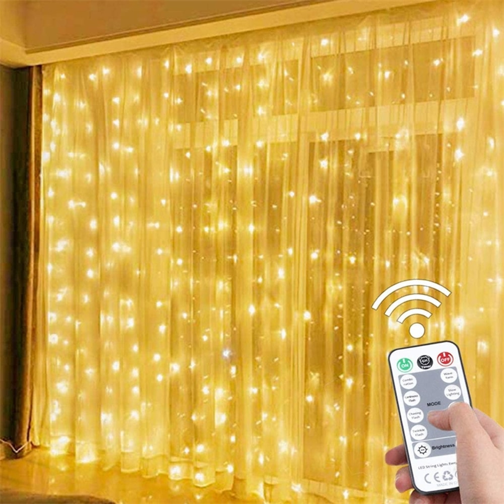 LED Curtain Lights, Remote Control Fairy Lights, Wedding Decoration, Christmas Garland, Party Festoon