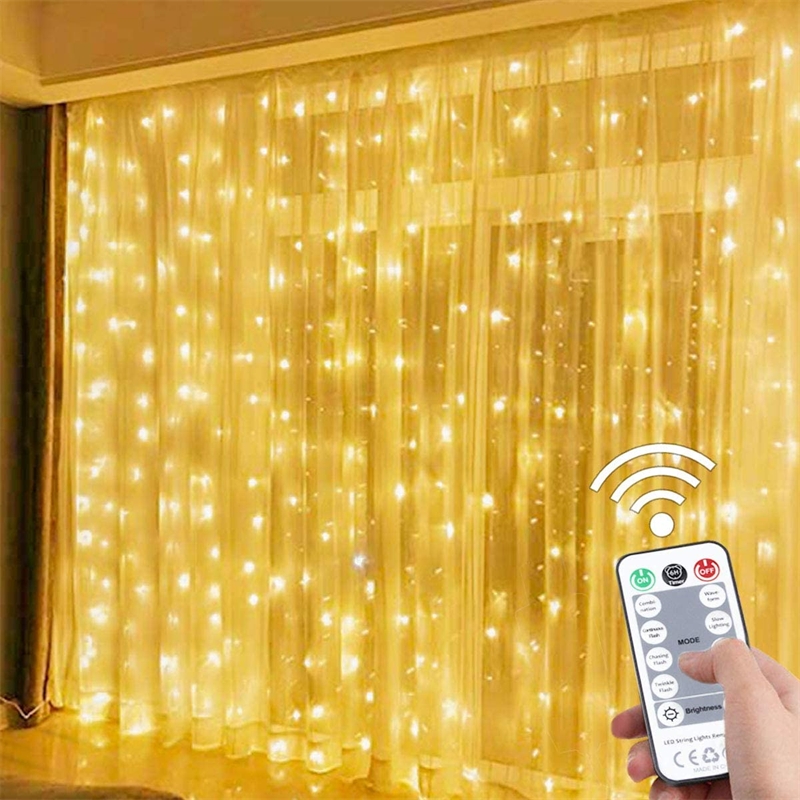 LED Curtain Lights, Remote Control Fairy Lights, Wedding Decoration, Christmas Garland, Party Festoon