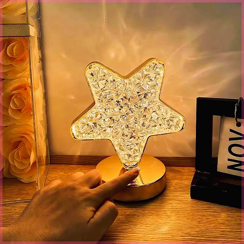 USB Rechargeable Kids Night Light, 3D Crystal LED, Touch Control, Color Changing Star Moon Lamp for Bedroom