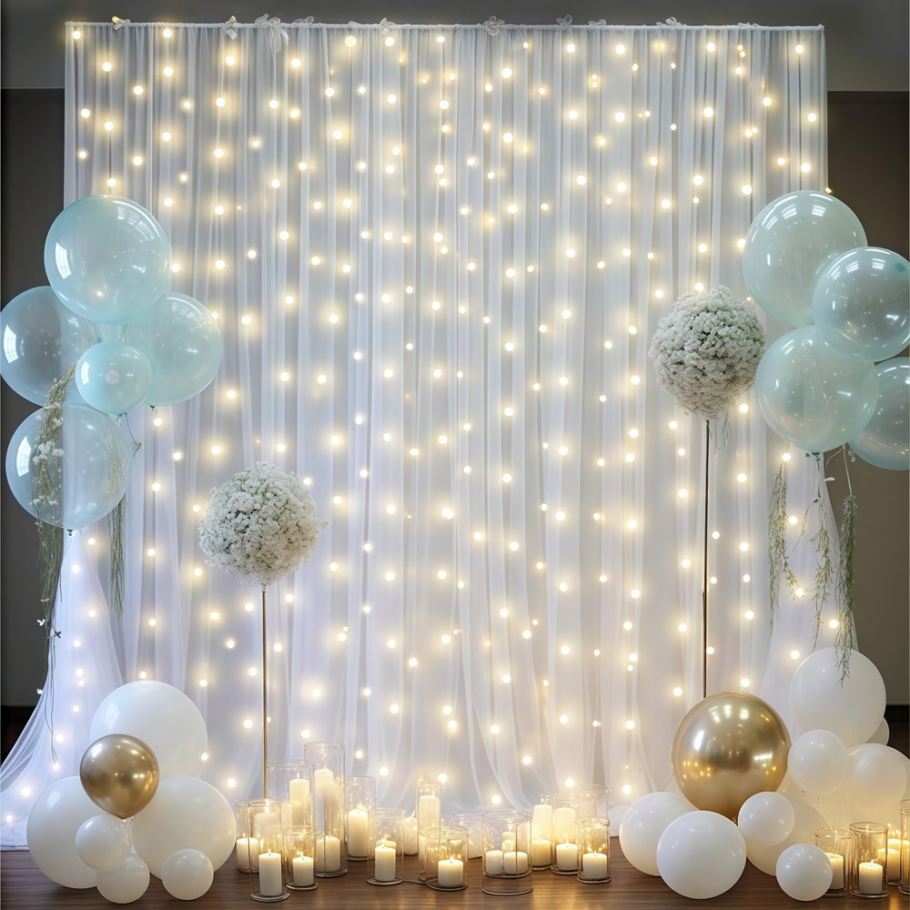 Backdrop Curtains for Photography, Home Decor, Wedding, and Party Decorations with Optional Lights