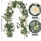Lifelike Artificial Eucalyptus Vine Garland, with Fake Rose Flowers, Gypsophila, for Wedding, Party, Home Table Runner