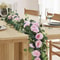 Lifelike Artificial Eucalyptus Vine Garland, with Fake Rose Flowers, Gypsophila, for Wedding, Party, Home Table Runner