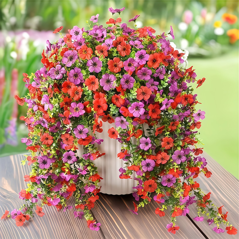 Simulated Eucalyptus and Morning Glory Vines, Artificial Flowers for Home, Outdoor, and Garden Decoration