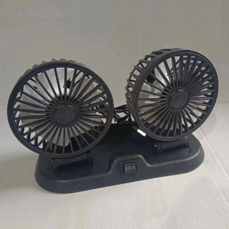 Dual Head Car Fan, USB Powered Auto Cooler, 2 Speed Adjustable Wind Regulator, Essential Car Accessories