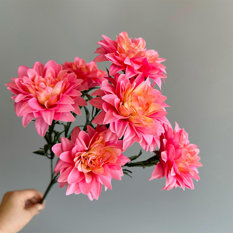 Artificial Dahlia Bouquet, Fake Flowers for Wedding Centerpieces, Party, and Home Desk Decor