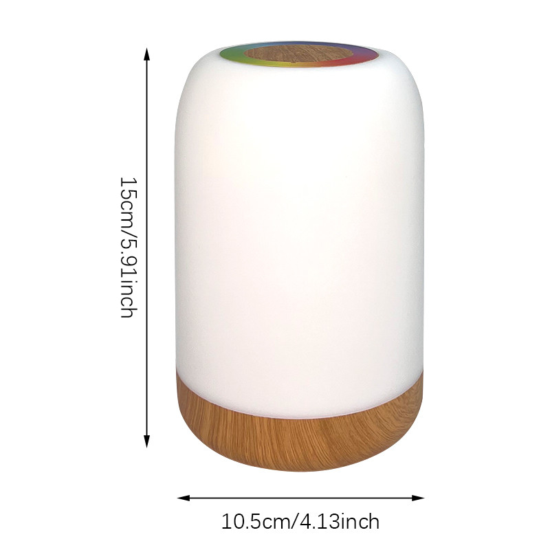USB Rechargeable LED Touch Lamp Wood Grain Table Lamp With Dimmable RGB Color And Timing Function F 5