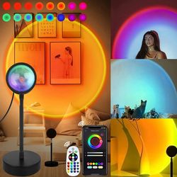 smart sunset projection lamp, with app remote, night light, for room decoration, photography, festivals
