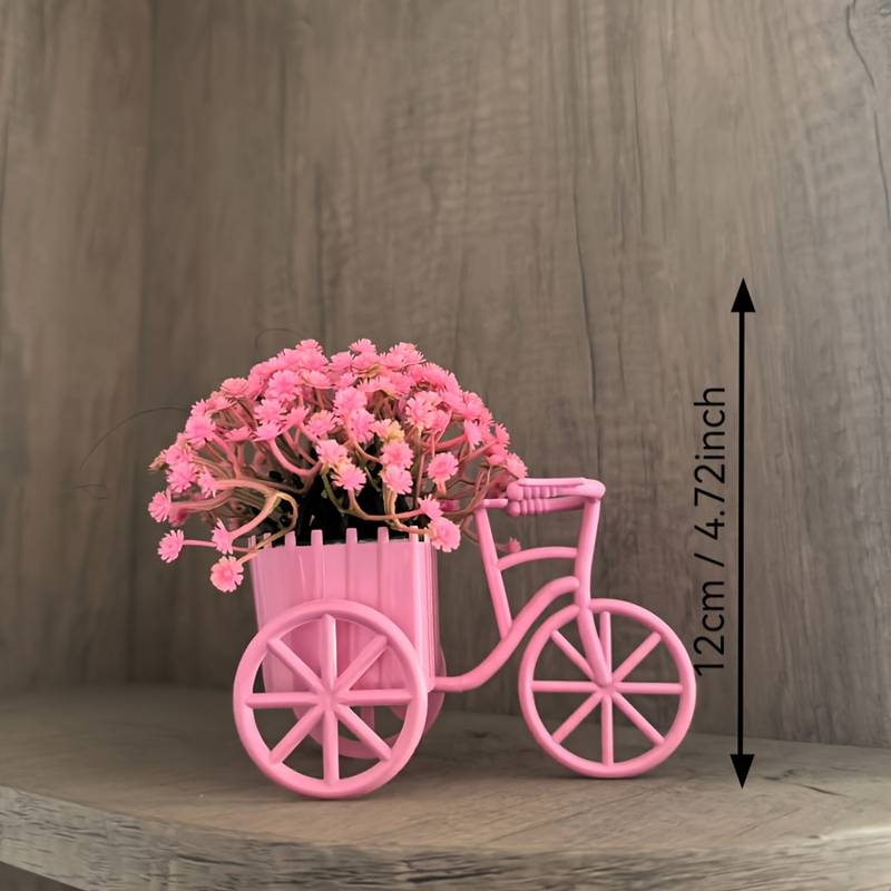 Light Luxury Bicycle Flower Basket, Modern Home Decor with Artificial Flowers, Desktop Ornament for Birthday