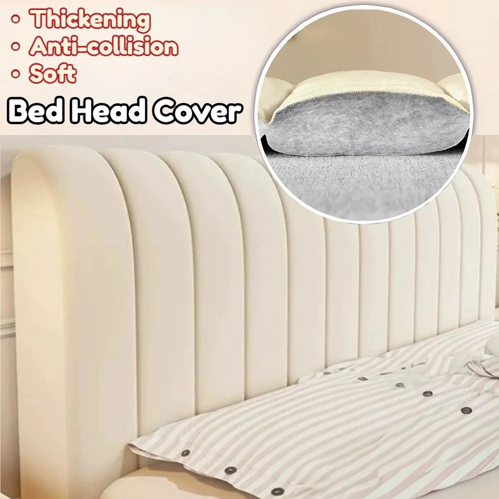 Luxury Velvet Bed Headboard Cover All Inclusive Soft Thick Dust Protector Solid Color Bedside Back  1