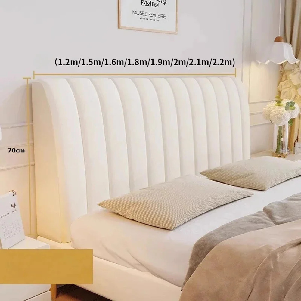 Luxury Velvet Bed Headboard Cover All Inclusive Soft Thick Dust Protector Solid Color Bedside Back  2