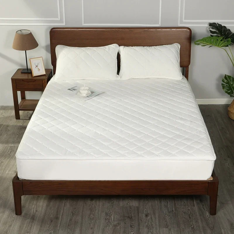 Plush Thicken Quilted Mattress Cover, Warm Soft Crystal Velvet, King Queen Quilted Bed Fitted Sheet