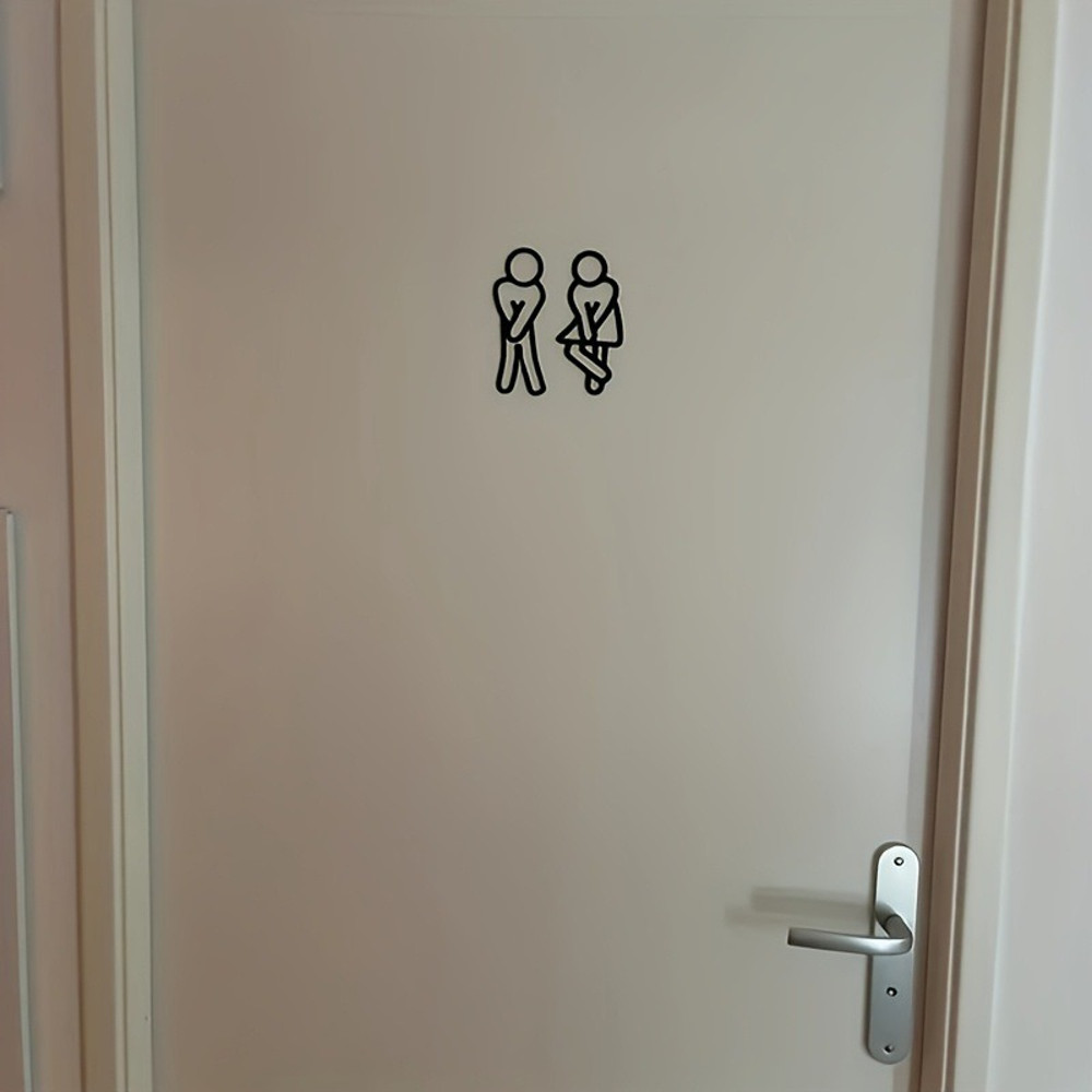 Creative 2D Flat Funny Bathroom Signs For Men Women Restaurant Hotel Cafe Toilet Signage Wall Stick 2