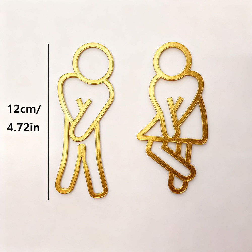 Creative 2D Flat Funny Bathroom Signs For Men Women Restaurant Hotel Cafe Toilet Signage Wall Stick 3