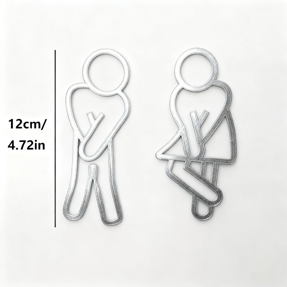 Creative 2D Flat Funny Bathroom Signs For Men Women Restaurant Hotel Cafe Toilet Signage Wall Stick 4
