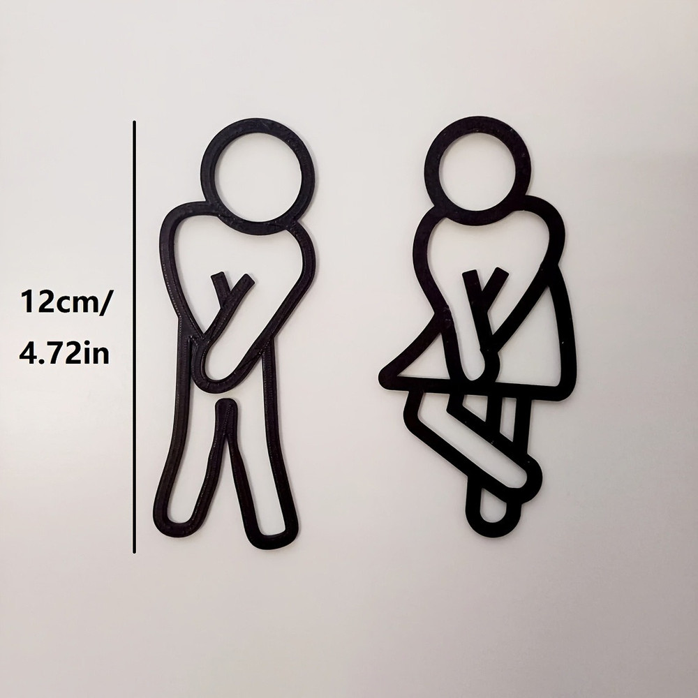 Creative 2D Flat Funny Bathroom Signs For Men Women Restaurant Hotel Cafe Toilet Signage Wall Stick 5