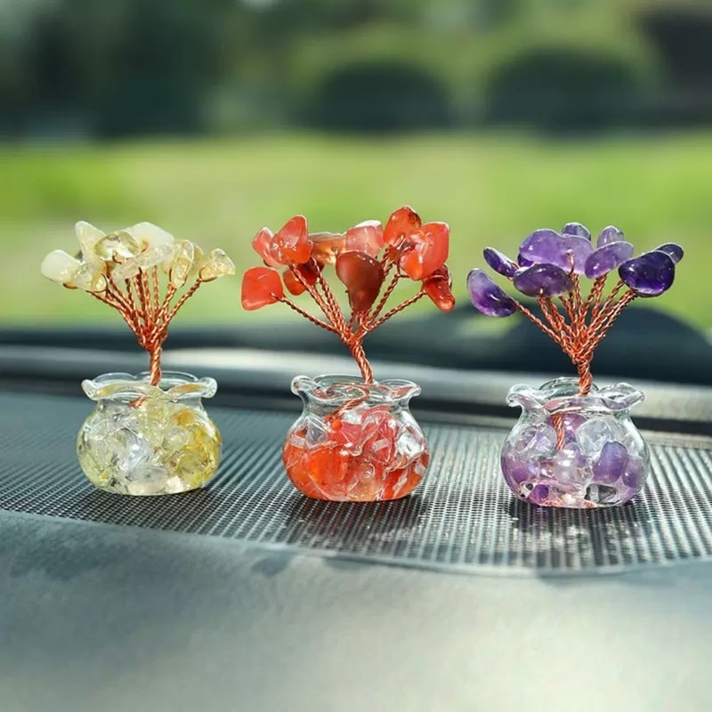 Mini Crystal Tree High Quality Mini Gravel Flowerpot Resin Crystal Decoration 0