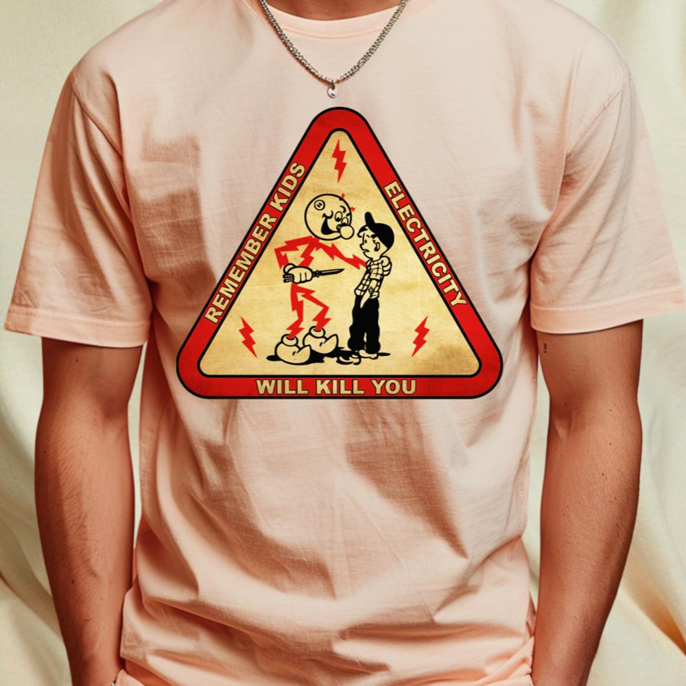 Triangle Vintage Electricity Will Kill You Red Style T-Shirt_T-Shirt_File PNG.jpg
