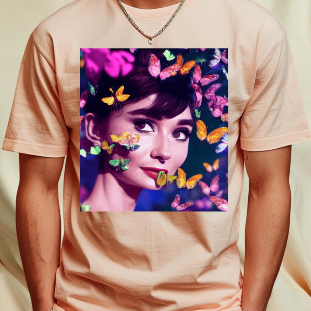 Audrey Hepburn Amongst Butterflies T-Shirt_T-Shirt_File PNG.jpg