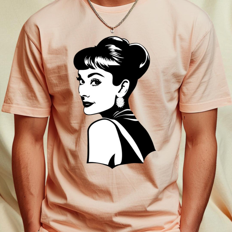 Audrey Hepburn Black And White Portrait T-Shirt_T-Shirt_File PNG.jpg