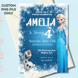 personalized file princess elsa birthday invitation | frozen birthday invitation, printable frozen party invite, winter