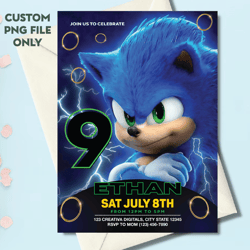personalized file sonic invitation | sonic the hedgehog | sonic birthday invitation | digital kids party invite |