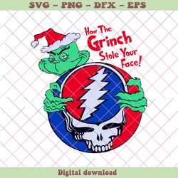 grateful dead how the grinch stole your face svg file, png - svg files