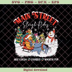 winnie the pooh main street sleigh rides christmas svg file, png - svg files, z6