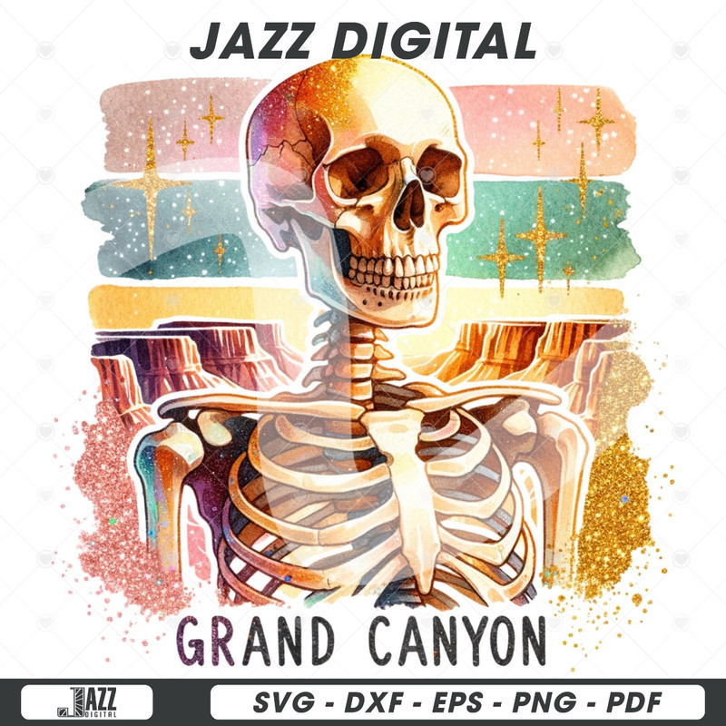 Grand Canyon Vacation PNG, Retro Skeleton Sublimation Design Download, Western Sublimations, Summer Skeleton Clipart, Summer Shirt Design.jpg