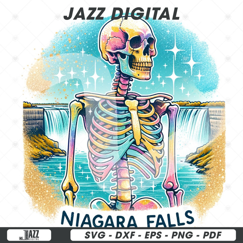 Niagara Falls Vacation PNG, Retro Skeleton Sublimation Design Download, Vintage Sublimations, Summer Skeleton Clipart, Summer Shirt Design.jpg