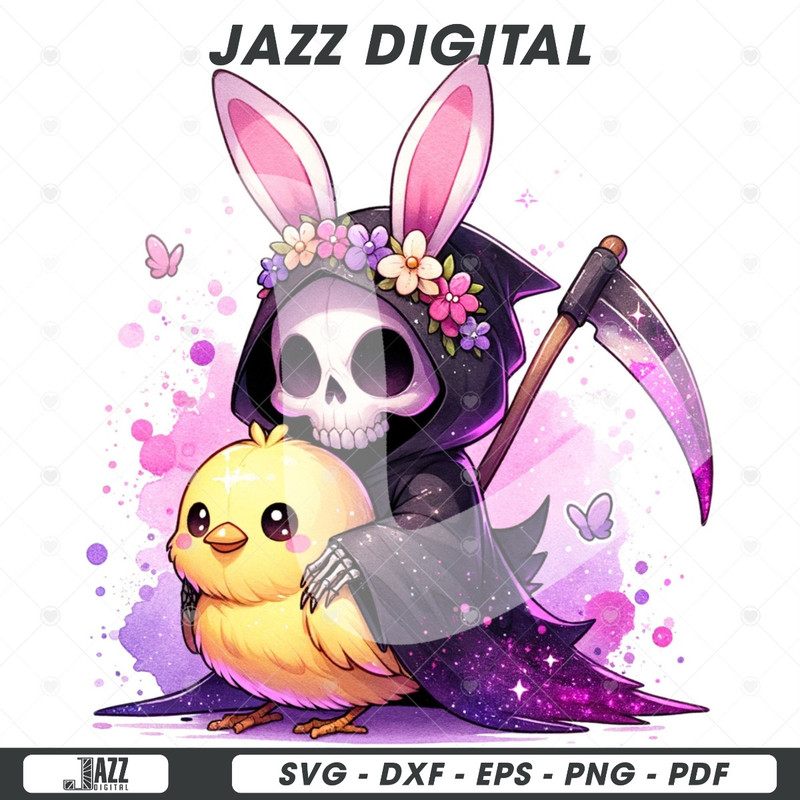 Spooky Easter Clipart, Grim Reaper Easter Bunny PNG, Grim Reaper Sublimation Design, Funny Easter Tshirt Design, Sticker, Tumbler, Jar PNG.jpg