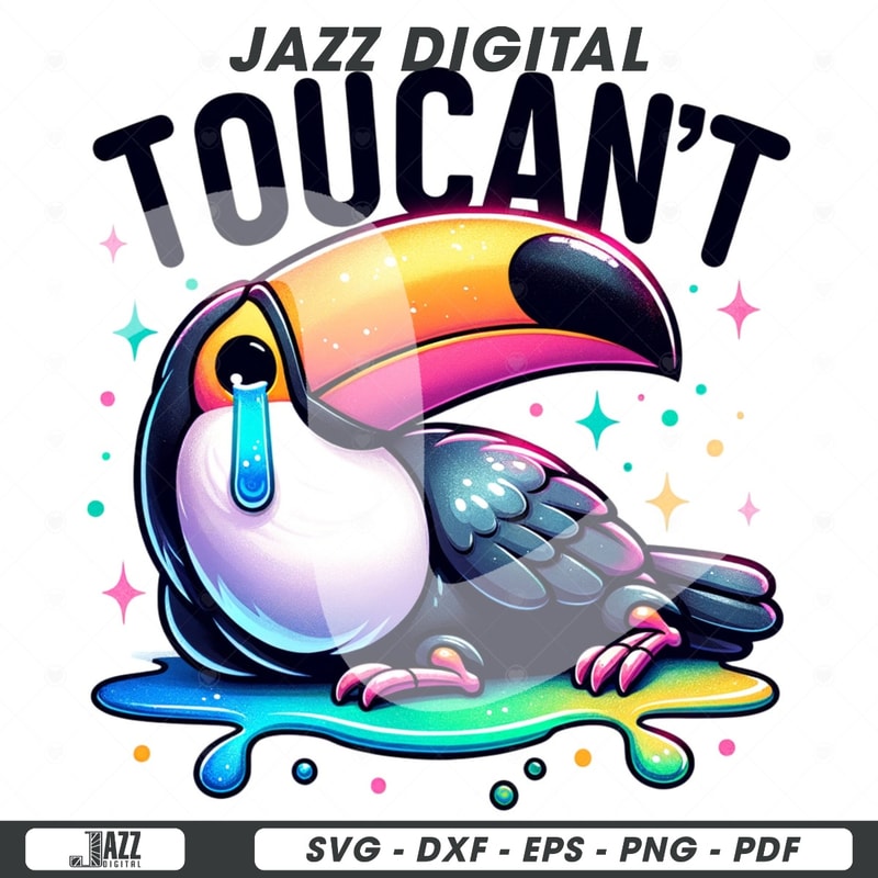 Toucan't PNG, Toucan Clipart, Sad Tropical Bird Sublimation Design, Funny DTF Transfer, Mental Health Awareness, Depressed PNG, Mug Tumbler.jpg